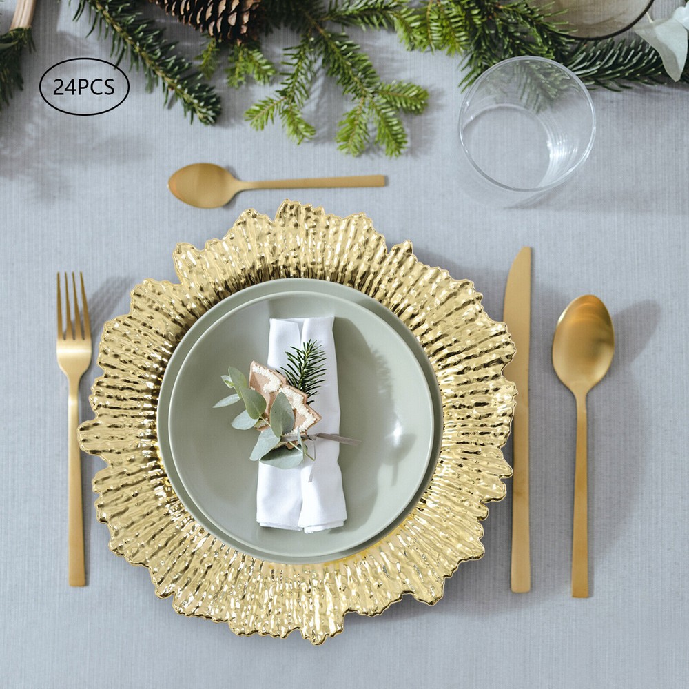 New 24pcs Plates Charger 13" Banquet Dinner Tableware Decor Coral Reef Texture