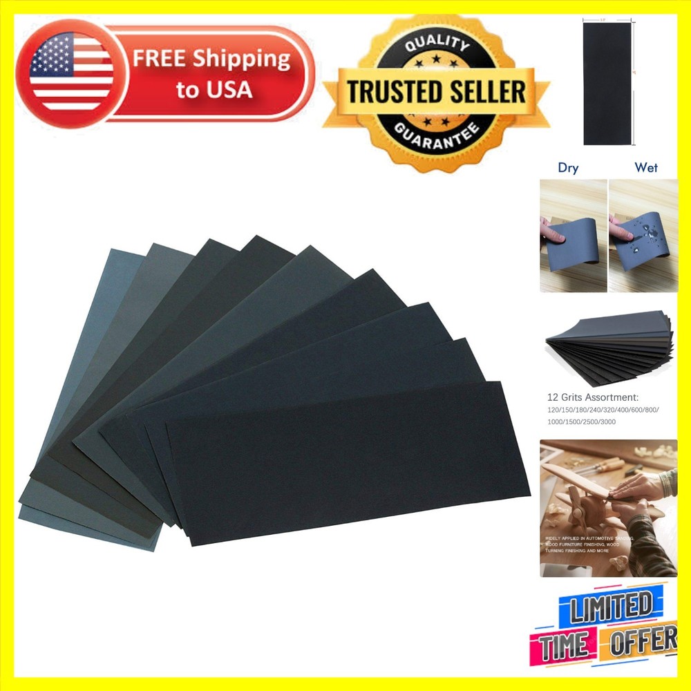 Complete Sandpaper Variety Pack: 24 Sheets, 12 Grits for All Your Projects