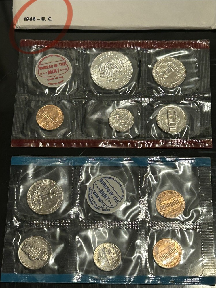 US Mint Set - 1968 - 7 Available Uncirculated Coin Set