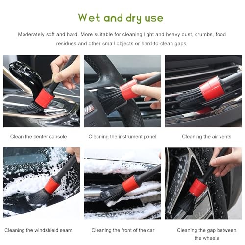 5PCS Car Detailing Brushes Duster Kit, Soft Cleaning Set Includes Dashboard