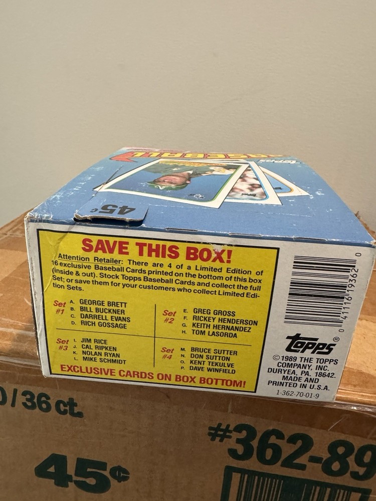 1 Box - 1989 Topps Baseball Wax Box - From Sealed Case