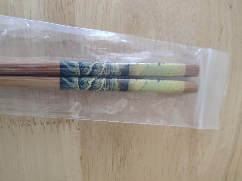 New Chopsticks With Tree And Wave Water Pattern Approx 9 Inches Long