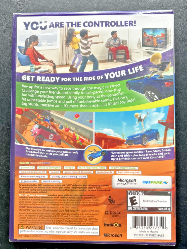Xbox 360 KINECT Joyride Rated E Requires KINECT Sensor NEW