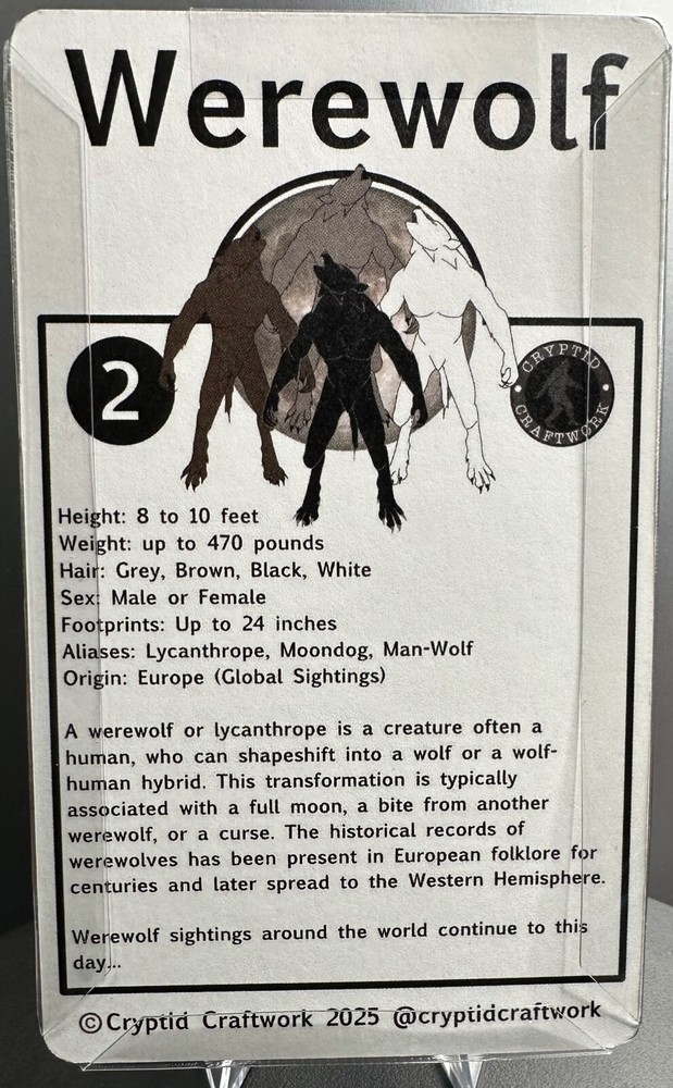 Black Werewolf Miniature Figure, Lycan, Cryptid Craftwork