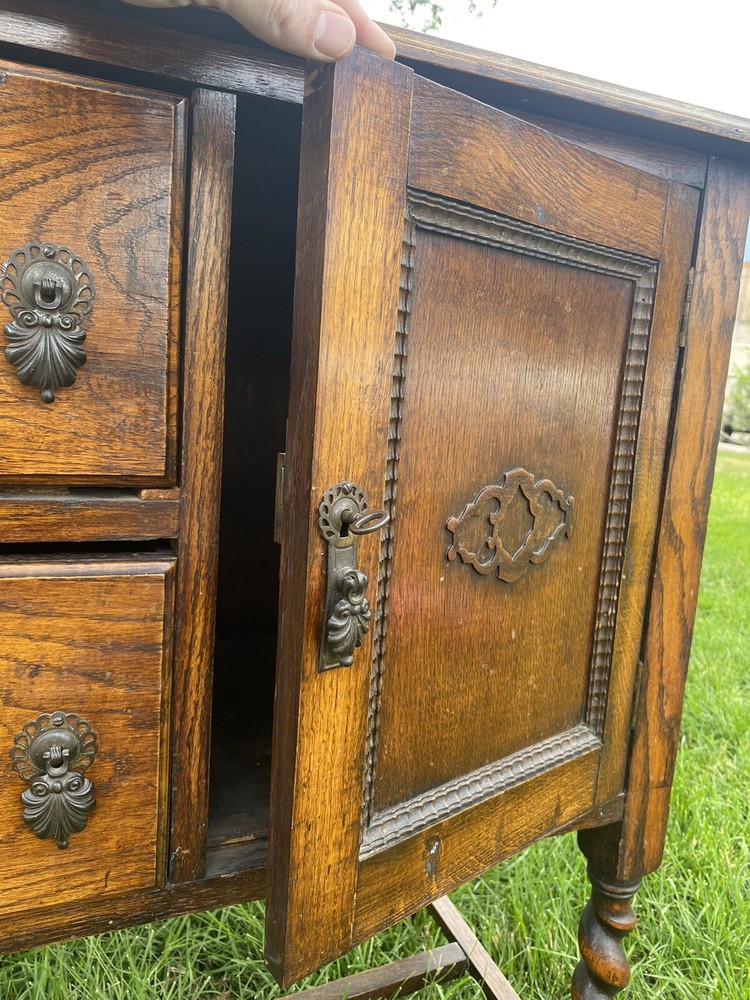 Antique English Jacobean Sideboard Server Buffet