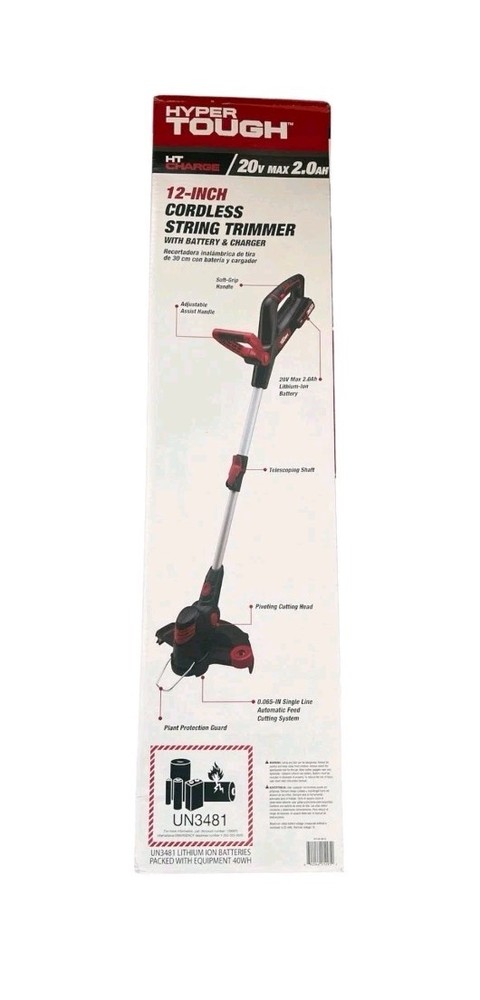 Hyper Tough 20V Max 12" Cordless String Trimmer With Battery & Charger