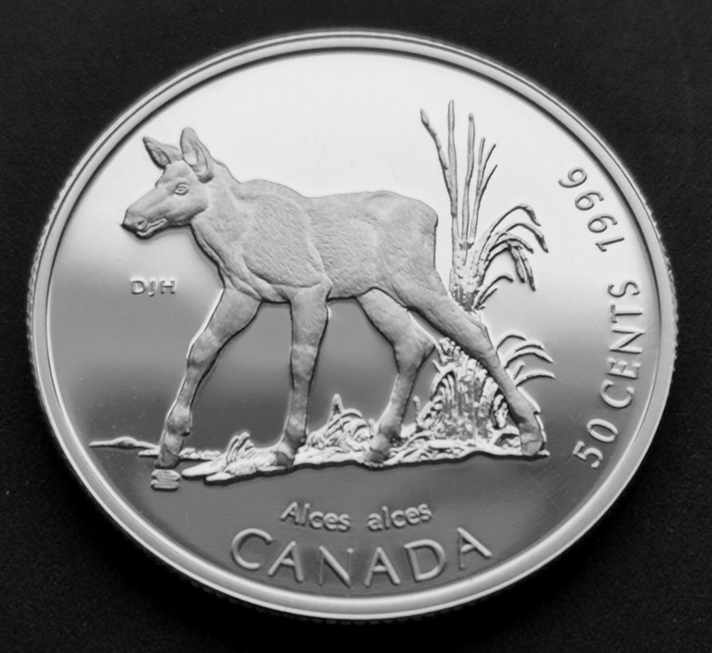 ***  CANADA  50  CENTS  1996  ***  MOOSE  ***  92.5 %  STERLING  SILVER  ***