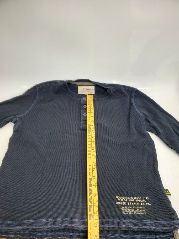 US. MILITARY ISSUE Black Undershirt Placket Typ WAFFLE KNIT SPECIAL SHIRT MEDIUM