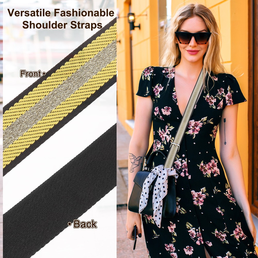 10Yards Nylon Webbing Strap, 38mm Striped Webbing Bag Strap, Yellow