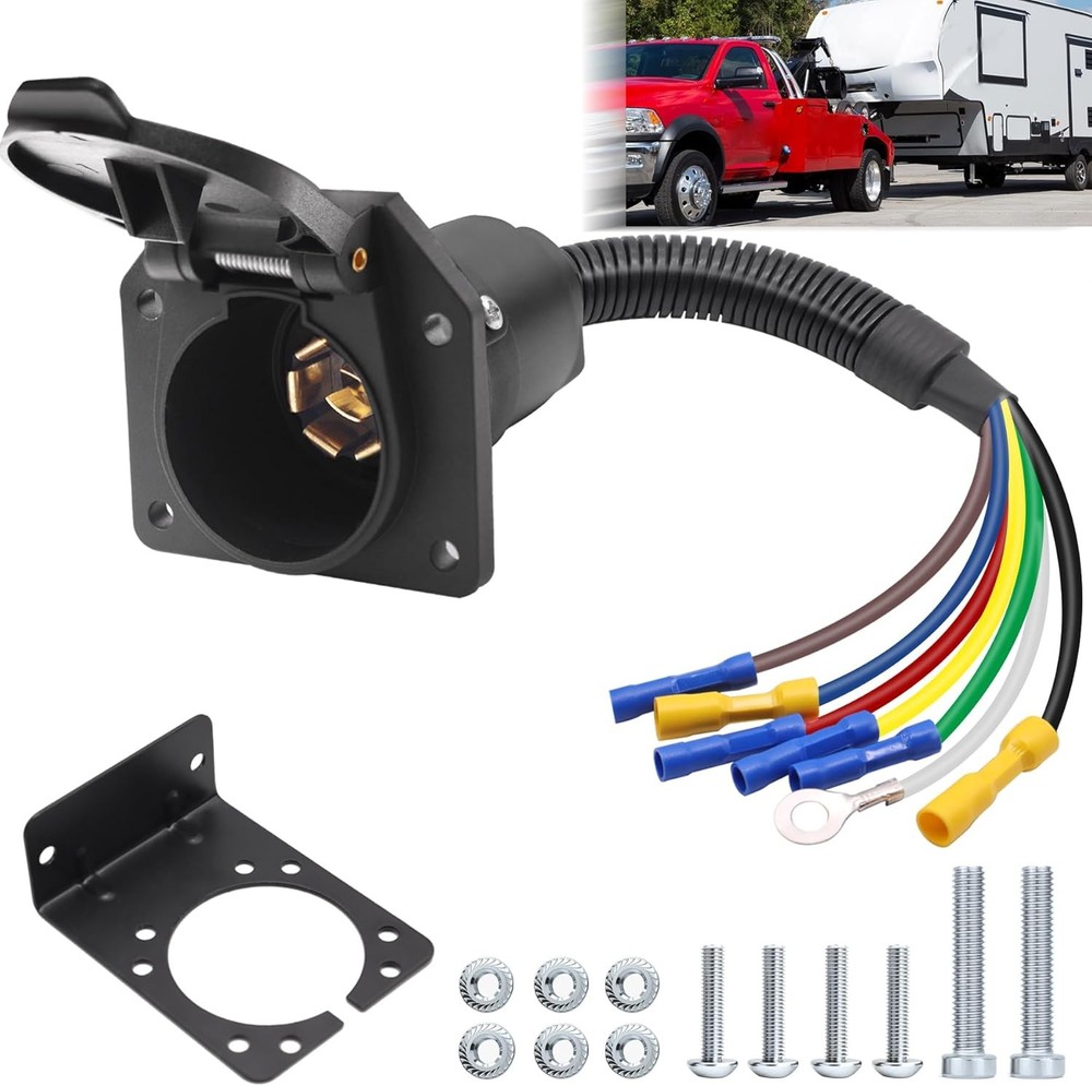 7-pin trailer plug, 7-way RV trailer light connector socket