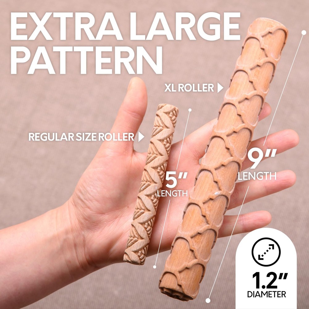 Extra Large Clay Texture Rollers with Pottery Stamps | 3 Texture Rollers | 6 ...