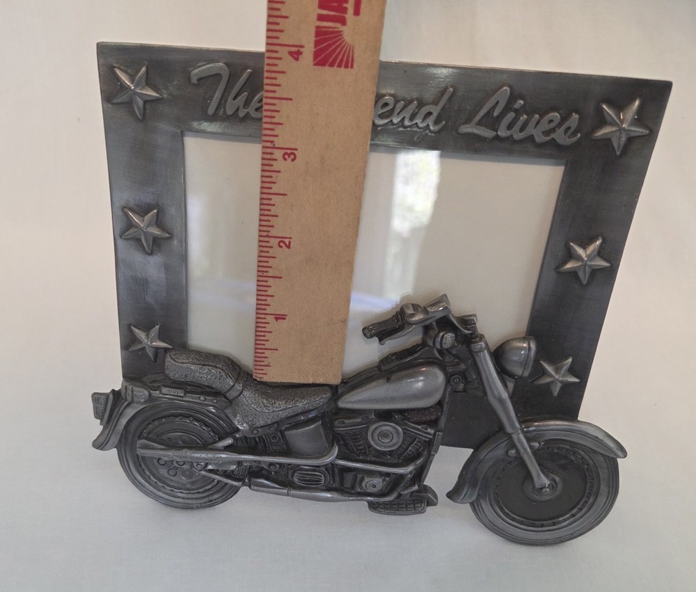 Motorcycle Metal Photo Frame Silver Gray.