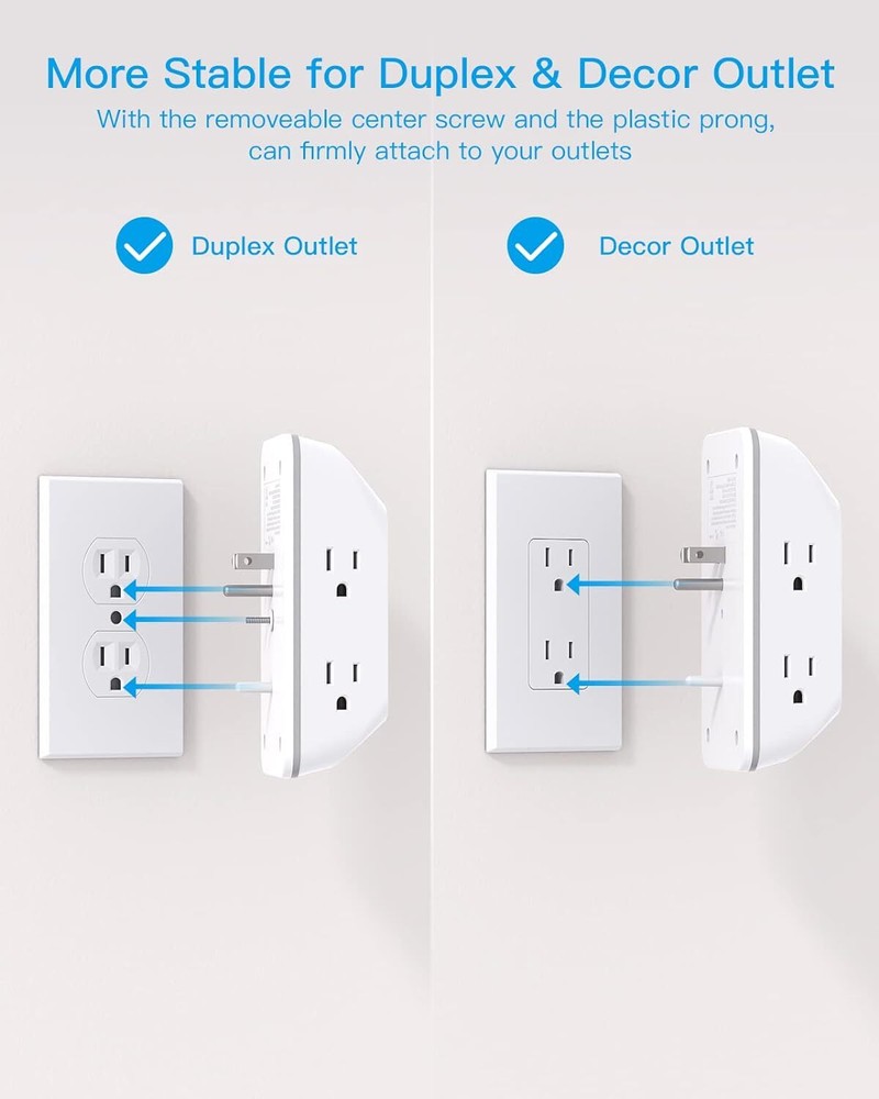 Outlet Extender with Night Light, Multi Plug Outlet, USB Wall Charger White