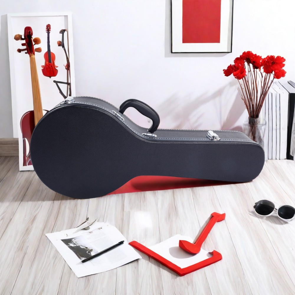 A-Style Black Mandolin Hard Shell Case With Microgroove, Mandoline Hard Case