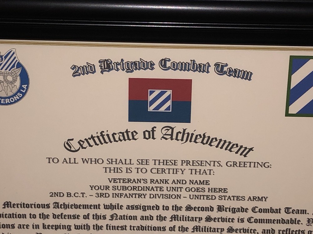 2ND B.C.T. / 3RD INFANTRY DIVISION (COMMEMORATIVE CERTIFICATE)