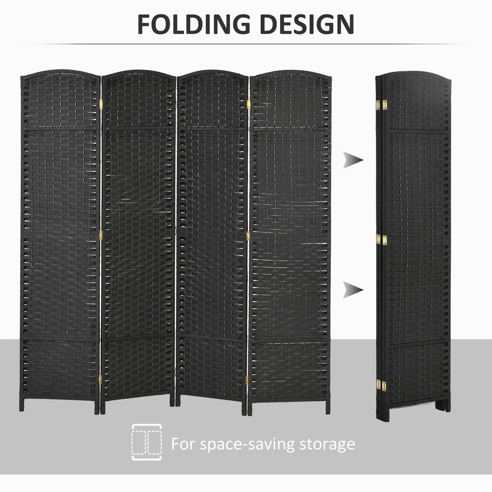 HOMCOM 4 Panel Room Divider Freestanding Folding Privacy Screen Black