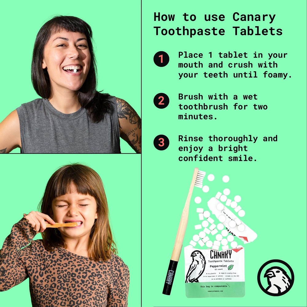 Canary Nano Hydroxyapatite Toothpaste Tablets Coconut Mint - Remineralizing, Flu