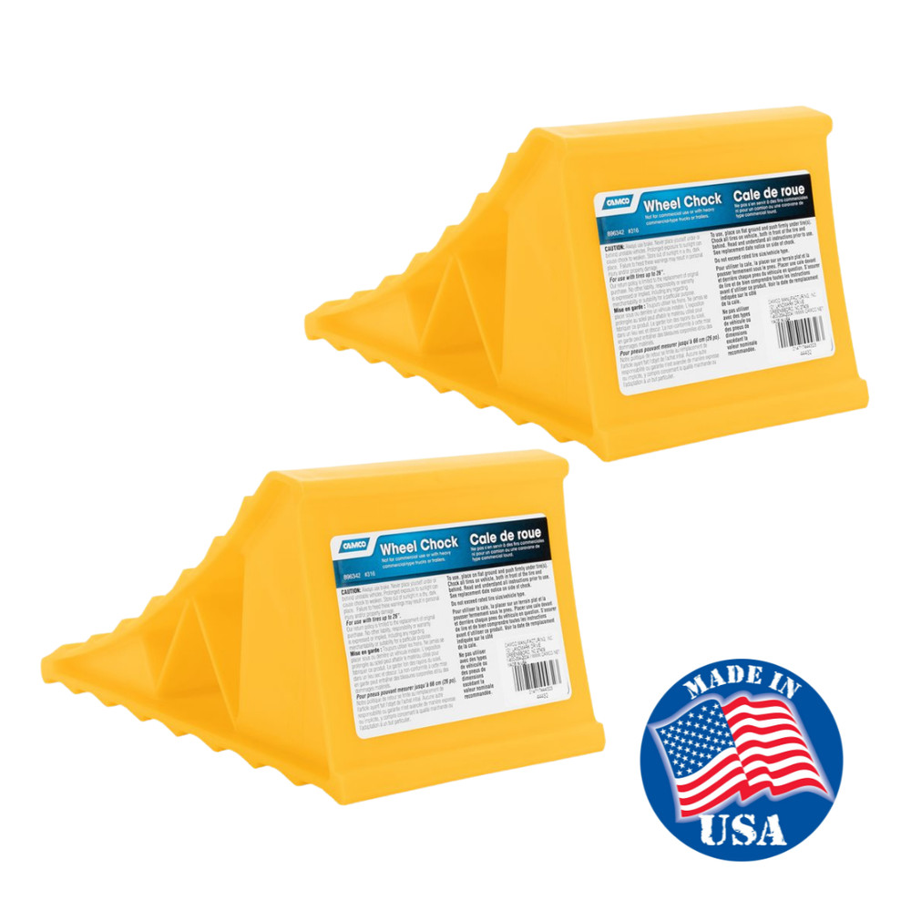 Camco RV, Heavy Duty Wheel Chock for RV, Truck, Camper, Trailer or Rig 2 Pack