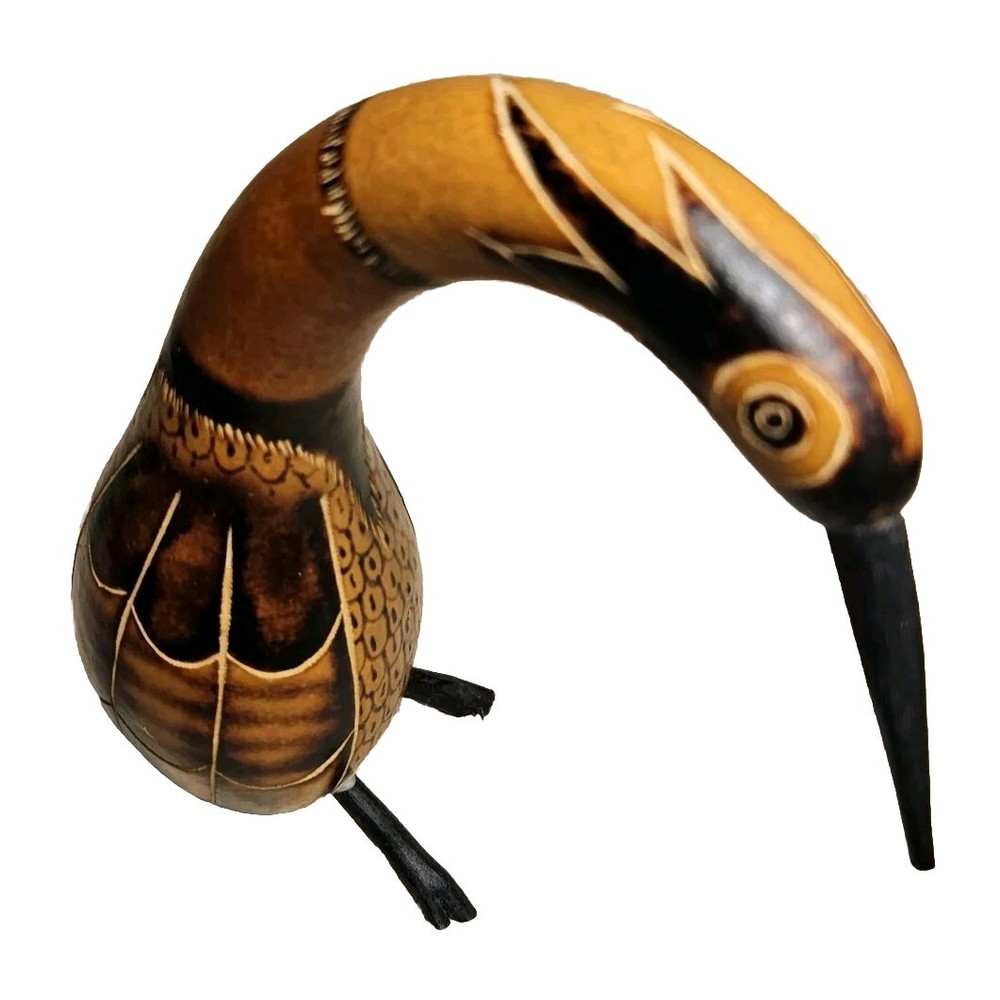 Hand Painted Andean Peruvian Bird Gourd 5 1/2"