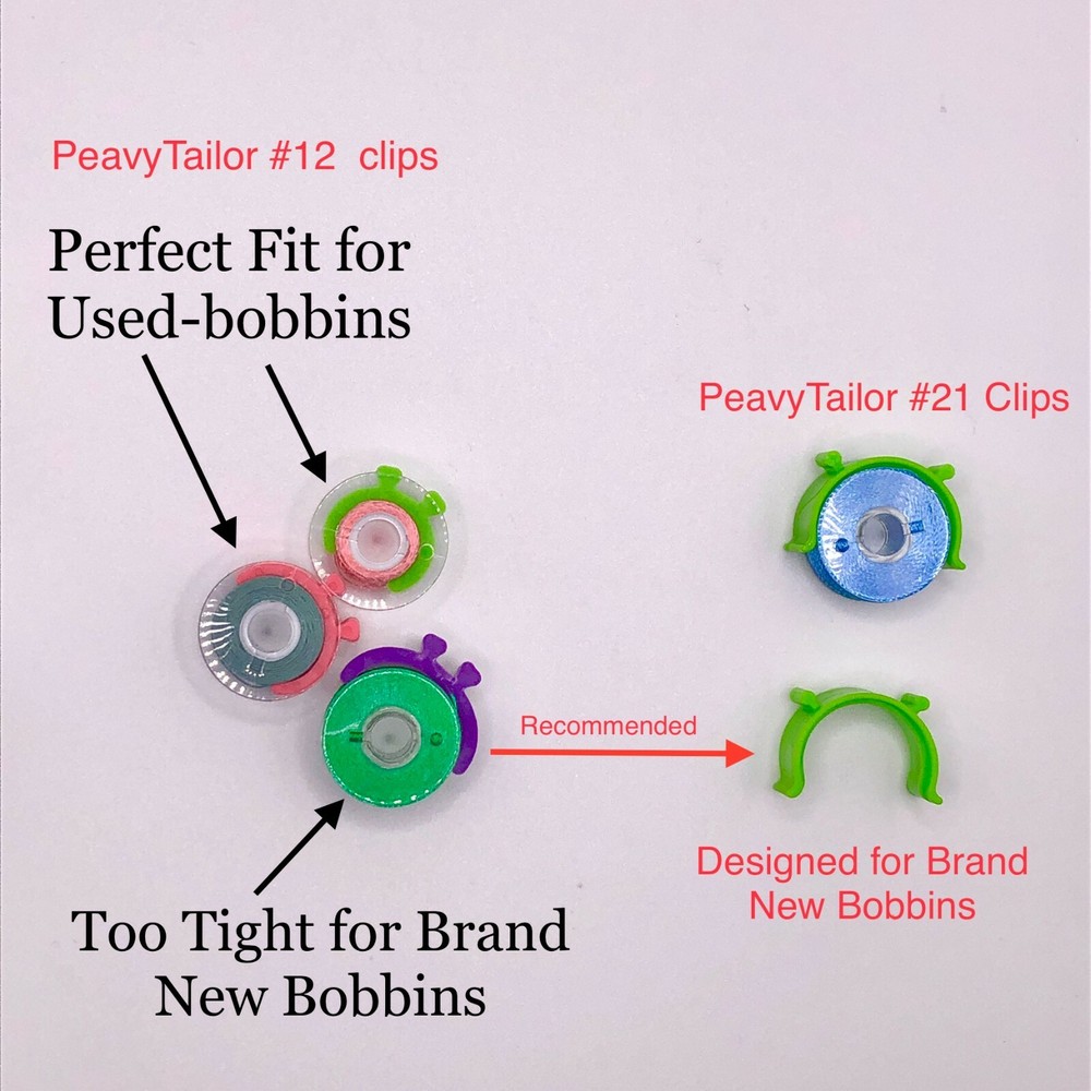 PeavyTailor 12Pcs (#12) Bobbin Holders Thread Clips Spool Huggers for Embroidery