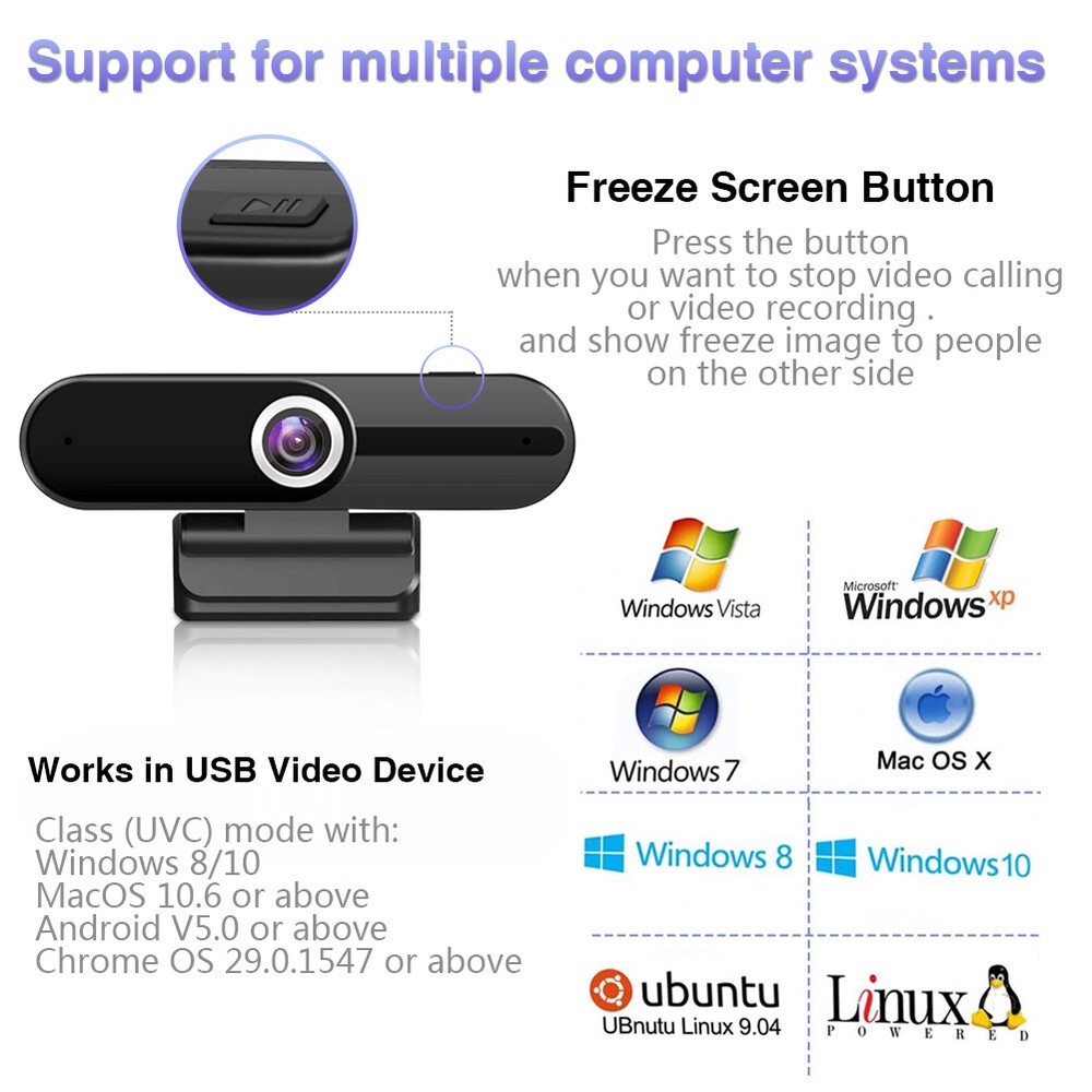 4K Ultra HD USB Webcam, Pro Streaming Web Camera with Microphone & Privacy Cover