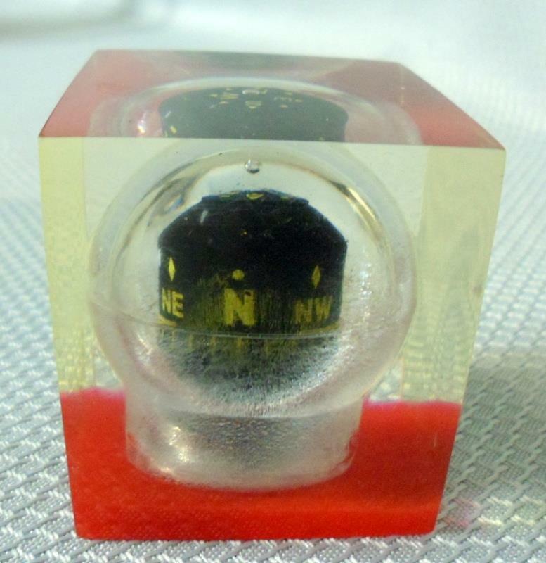 Embedded Lucite Compass Paperweight