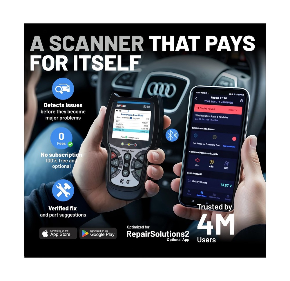 Innova 5210 OBD2 Scanner & Engine Code Reader, Battery Tester, Live Data, Oil...