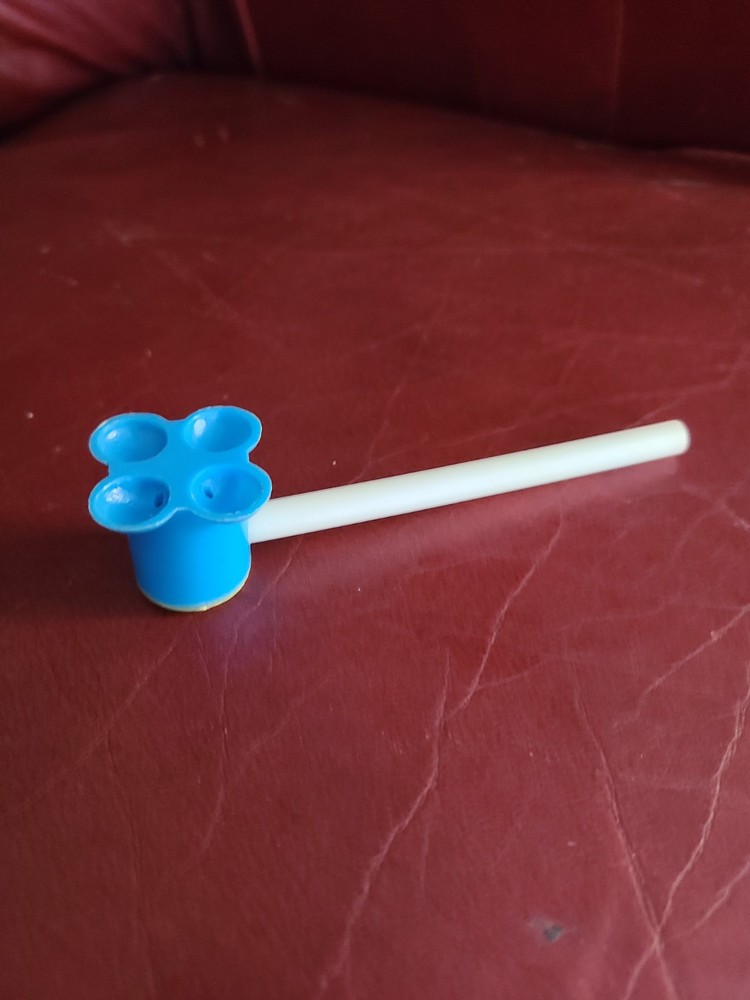 Vintage Plastic 4 Hole Blue Bubble Blower With A White Stem
