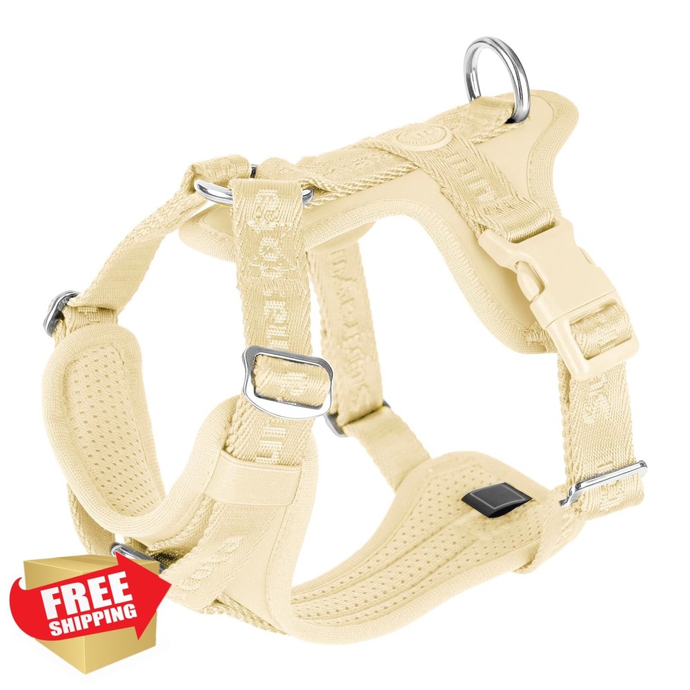 Sunraymascota No Pull Dog Harness, Breathable Mesh, Light Yellow, L