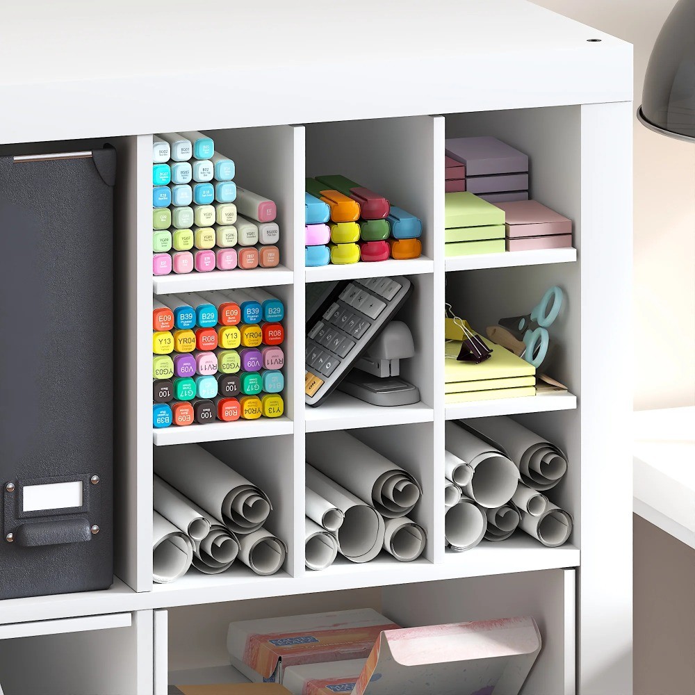 CUBICLE 9-Compartment Cube Organizer Shelf Accessory White