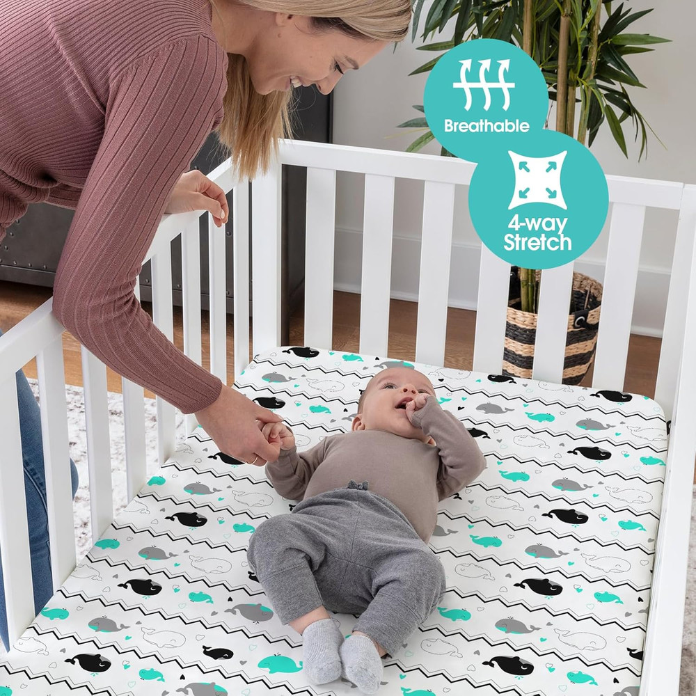 Pack N Play Sheets, 2 Pack Mini Crib Sheets,Stretchy Portable Fitted Playard Sh