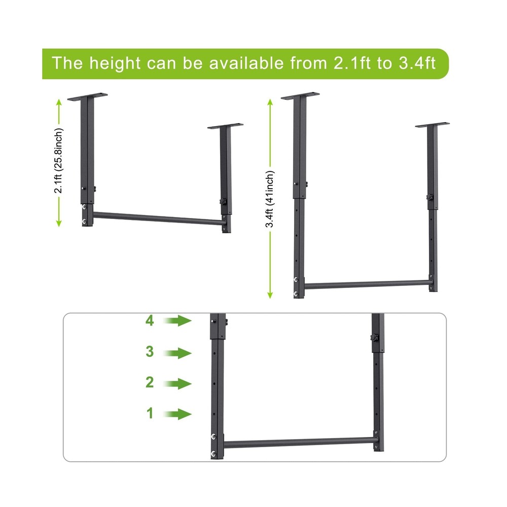 48" Ceiling Mounted Pull Up Bar, Heavy Duty Multi-Grip Chin Up Bar,Mounted Pu...