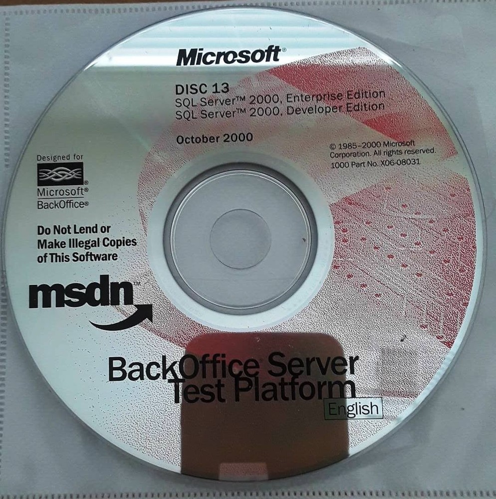 Microsoft SQL Server 2000 Enterprise / Developer Edition CD Set w/ License
