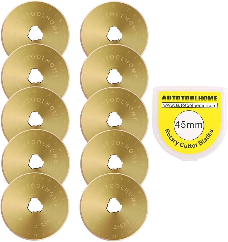 Titanium Coated Rotary Cutter Blades 45mm 10 Pack Replacement Gold