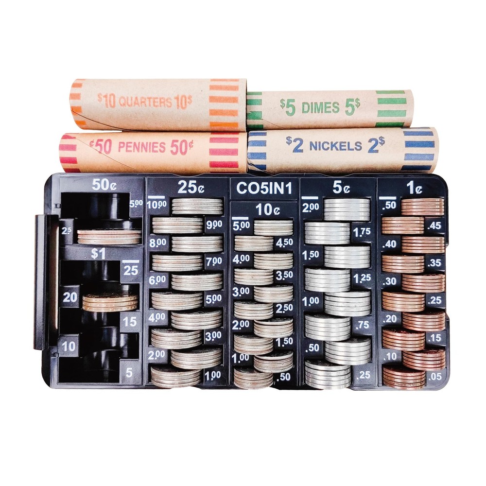Mini Coin Sorting Tray with Lid, 2pcs Change Counter for All Coins, Accurate ...