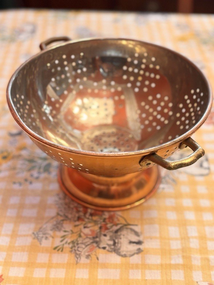 Vintage Colander Solid Copper Footed Pedestal 9" Strainer