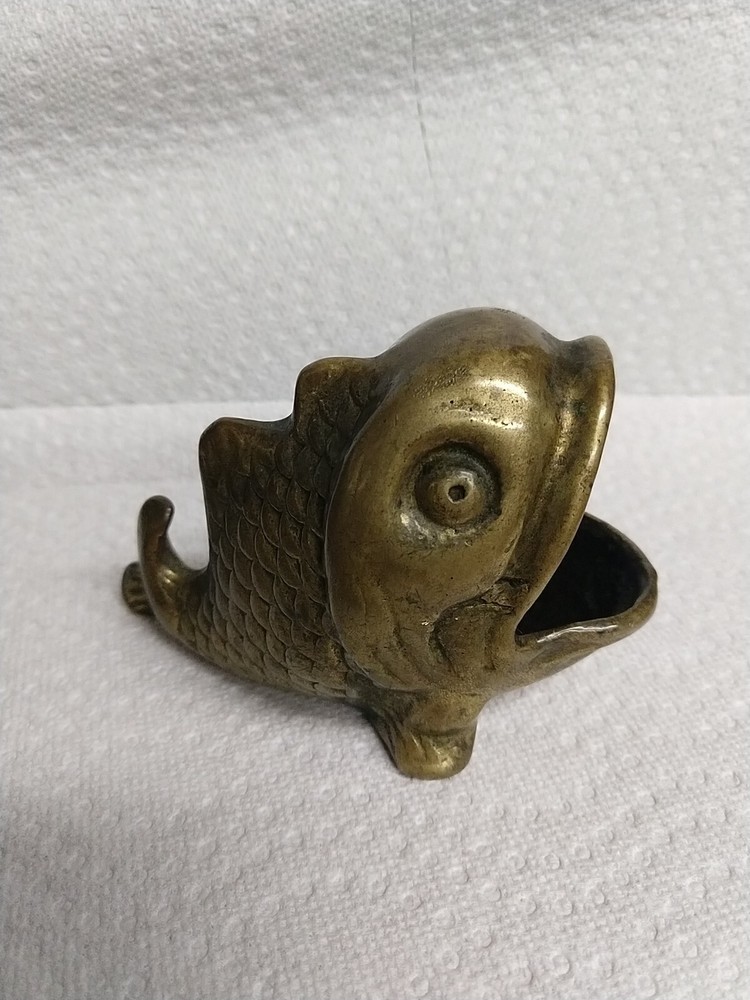 Vintage Brass Fish Figural Cigar Incense Burner