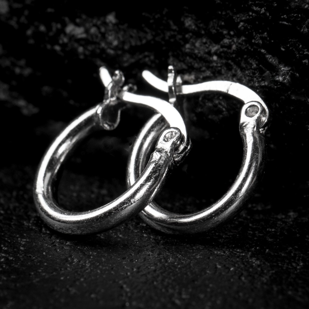 Small Solid 925 Sterling Silver White Gold Plated Huggie Hoop Earrings