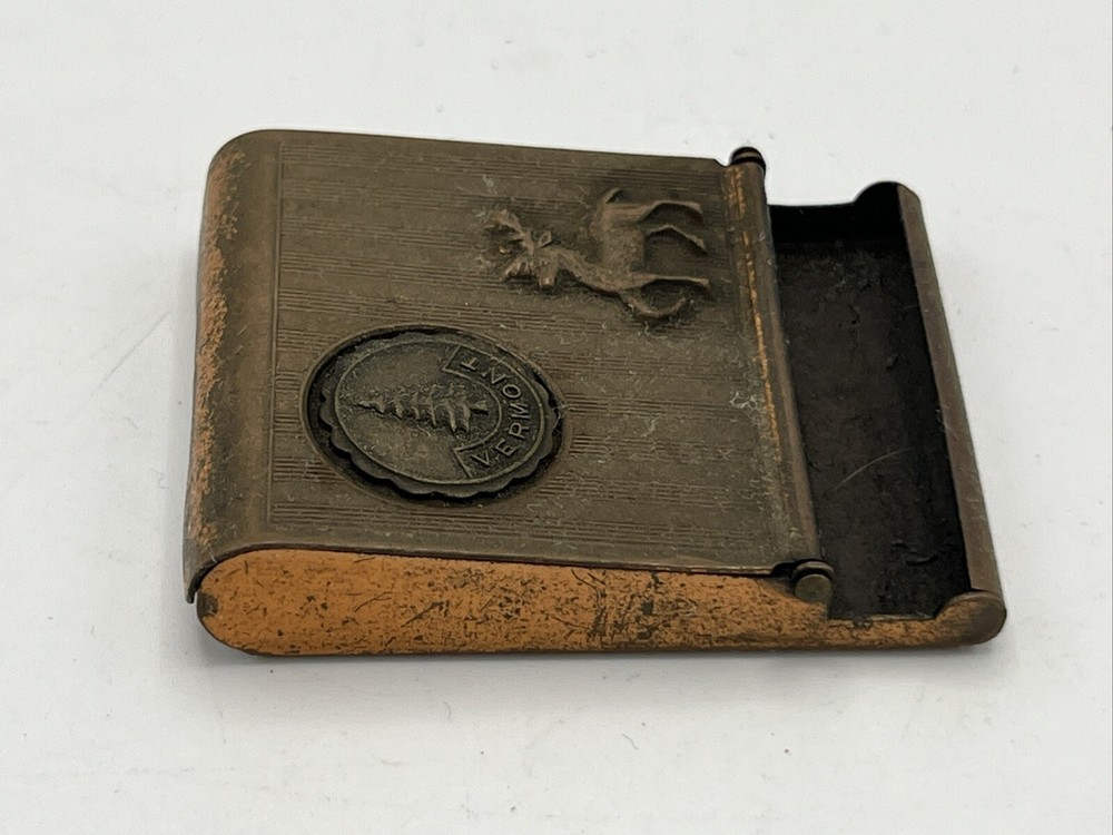 Vermont Copper Match Book Holder Case Tree Deer
