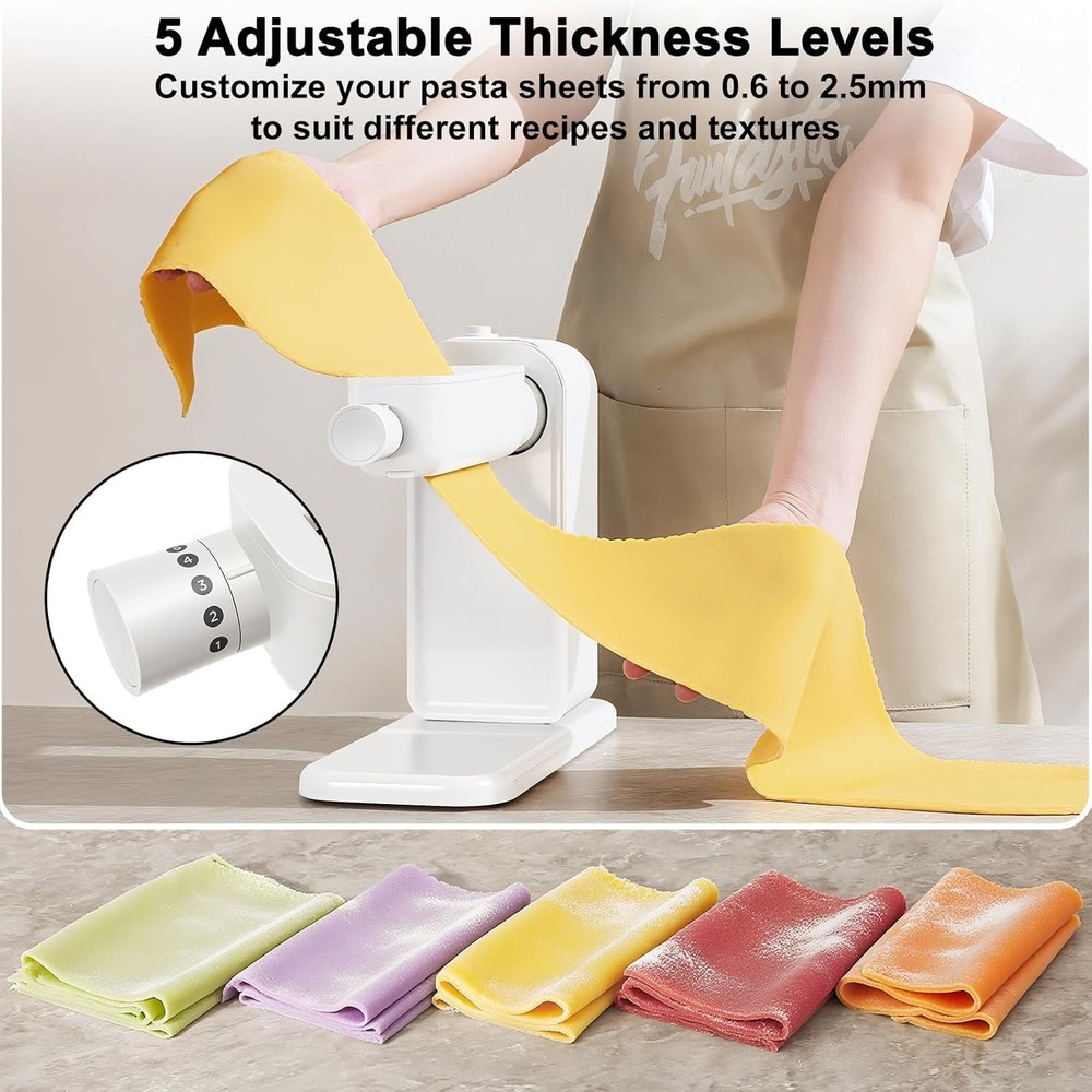 Electric 3-in-1 Pasta Maker Machine Includes Rollers Cutters White