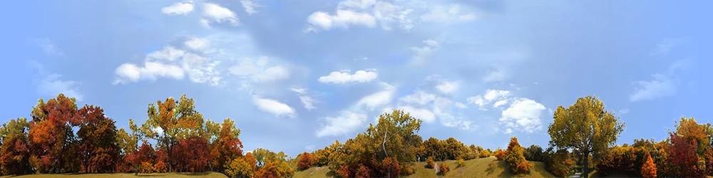 Model Railroad Train Backdrops - Treeline On Burm Left In Autumn Continuous