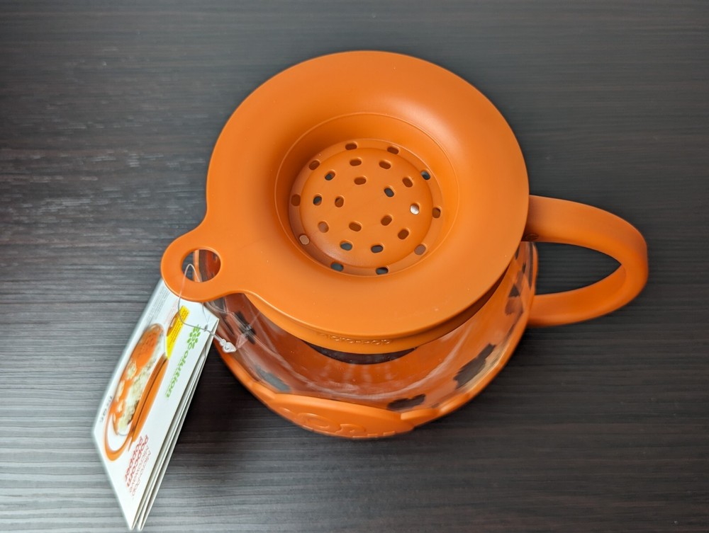 Microwave Popcorn Maker Orange Glass 1.5 Quart Micro-Pop by Epoca