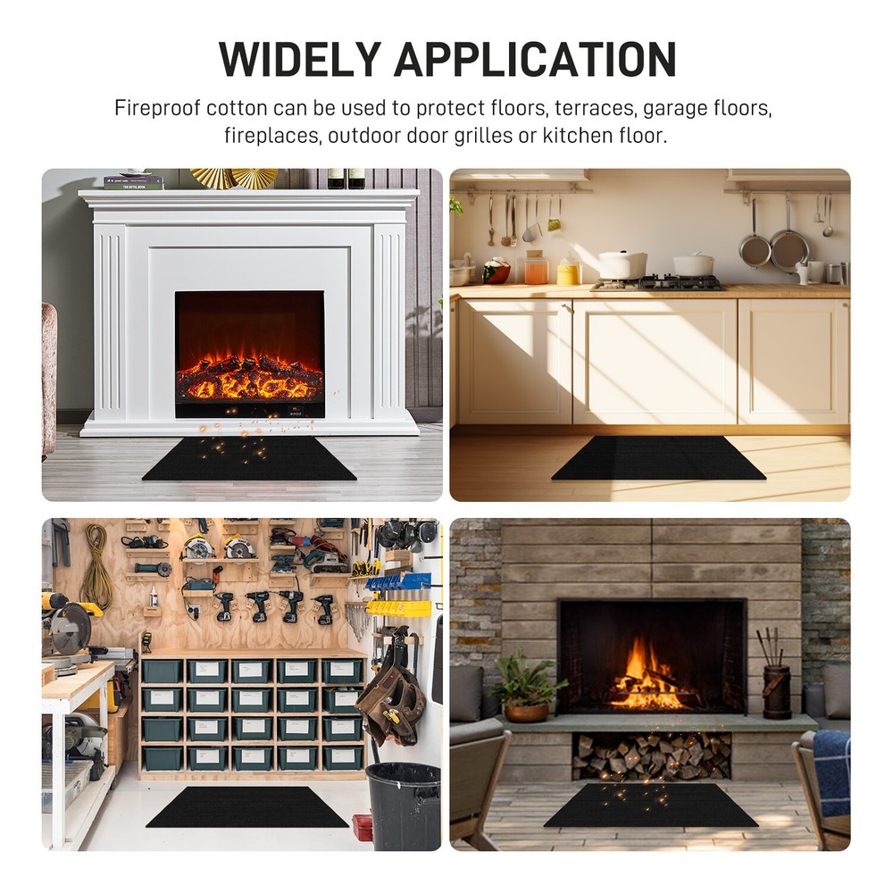 Durable Fireproof Fireplace Carpet Grill Rug Protection Mat Flame Resistant Pad