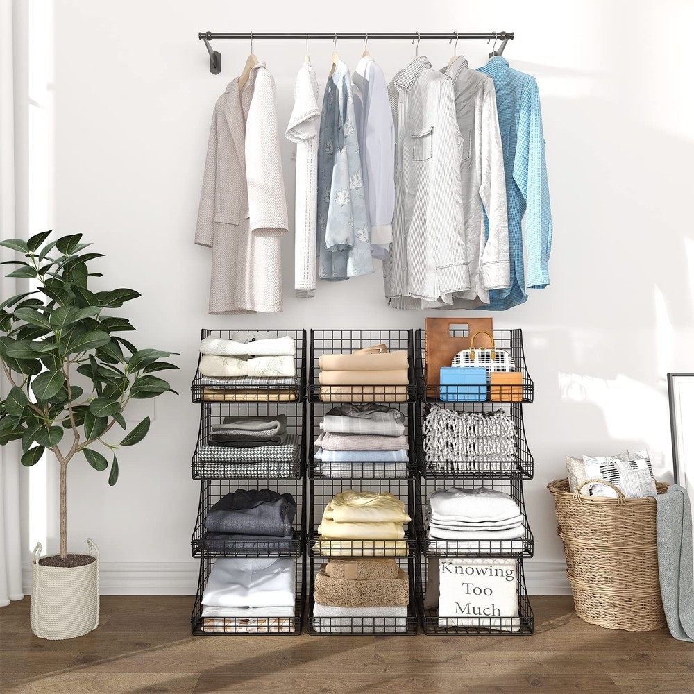 Lyuwanxian 4-Pack Stackable Wire Baskets for Closet Organizers and Storage, O...