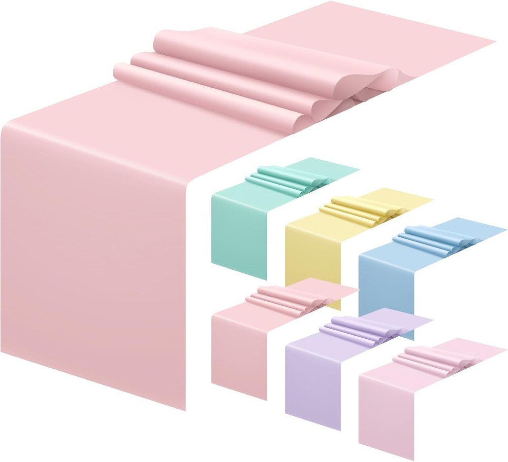 12 Pcs 14 x 108 Inches Easter Spring Pastel Plastic Table Runner Macaron Assorte