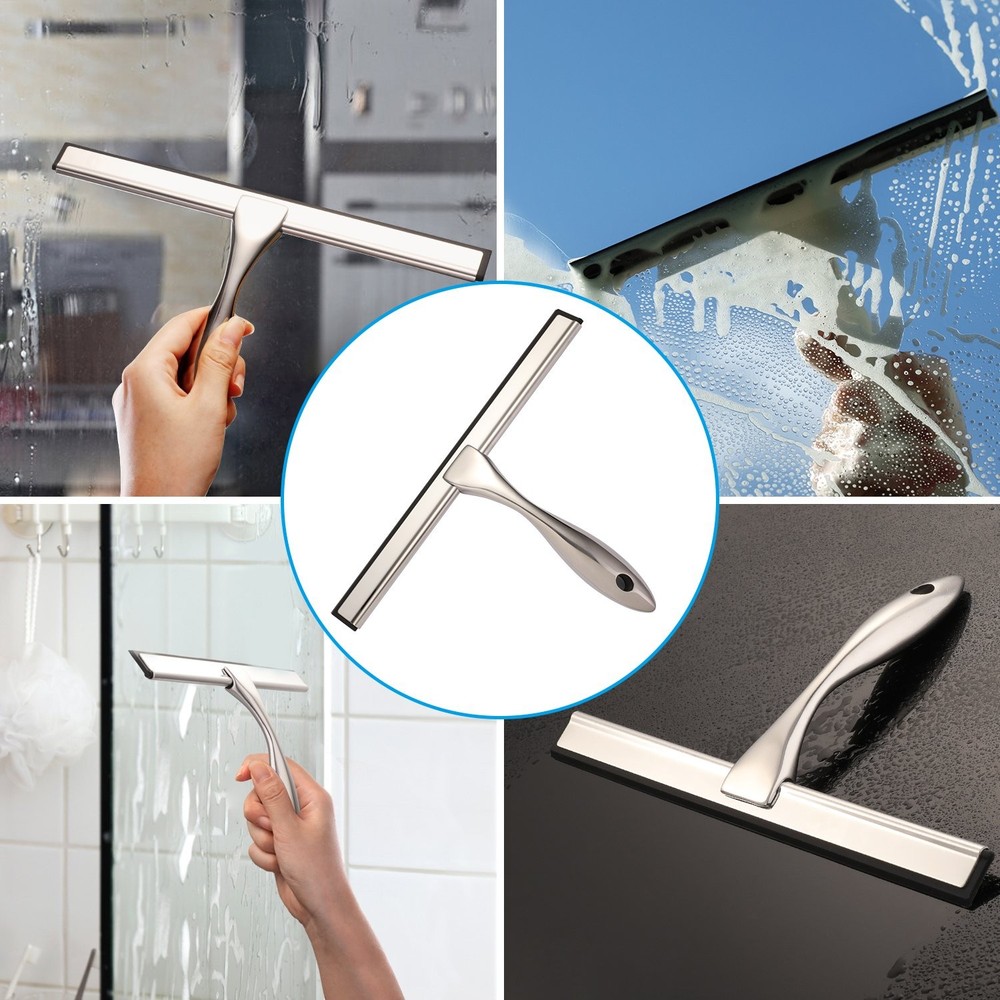 Hiware All-Purpose Shower Squeegee for Doors, 10-Inch, Silver