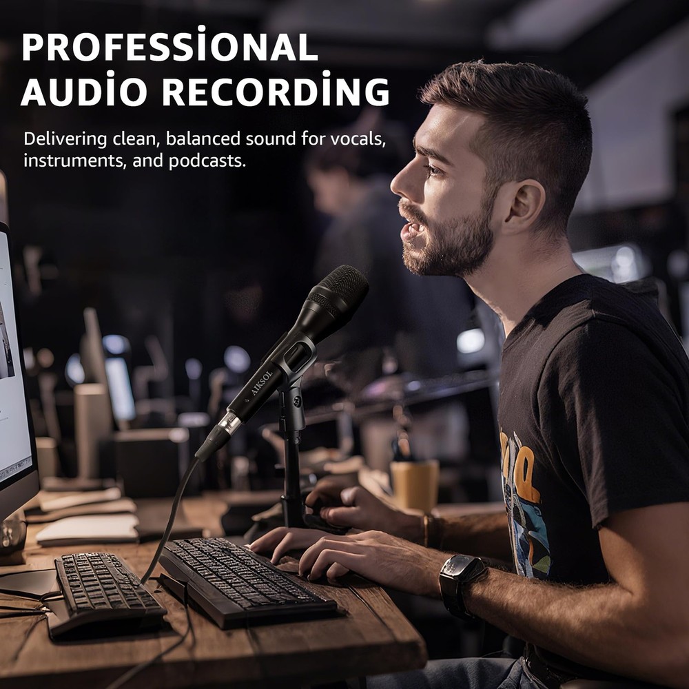 Wired Microphone for Singing,Professional Vocal Dynamic Handheld Black