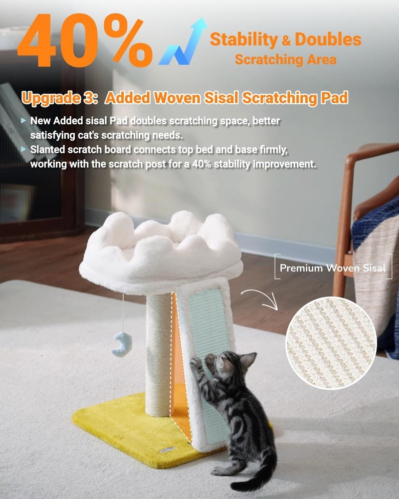 Happi N Pets New Cloud Cat Tree Tower, Cat Scratching Post with Bed, Small Ca...