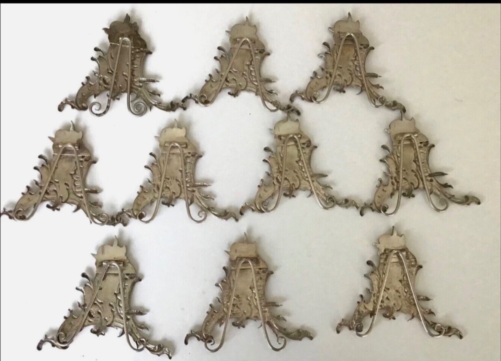 silver German solid silver card menu or name Holder Rococo 10/PS