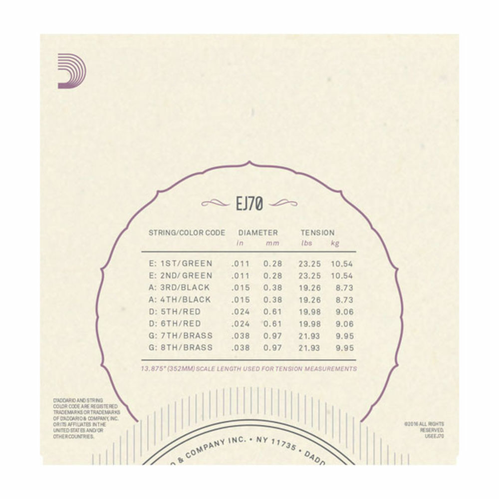 D'Addario EJ70 Phosphor Bronze Mandolin Strings, Ball End, Medium/Light, 11-38